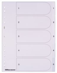 Office Depot Polyproylene Dividers White Coloured Tabs Polypropylene A4 5 Part 1 5 Numbered Set