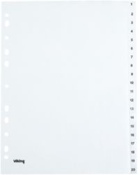Office Depot Polyproylene Dividers White Polypropylene A4 20 Part 1 20 Numbered Set
