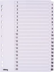 Office Depot Mylar Dividers White Board A4 20 Part 1 20 Numbered Set