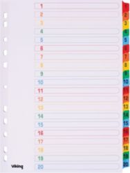 Office Depot Coloured Mylar Dividers White Coloured Tabs Board A4 20 Part 1 20 Numbered Set