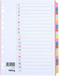 Office Depot Punched Dividers Coloured Manilla A4 20 Part Blank Set