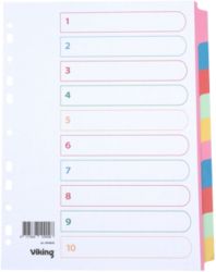 Office Depot Punched Dividers Coloured Manilla A4 10 Part Blank Set