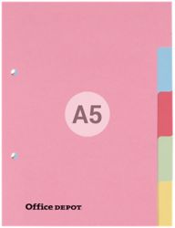 Office Depot Punched Dividers Coloured Manilla A5 5 Part Blank Set