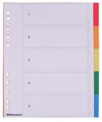 Office Depot Polyproylene Dividers White Coloured Tabs Polypropylene A4 Extra Wide 5 Part Blank Set