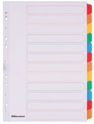 Office Depot Coloured Mylar Dividers White Coloured Tabs Board A4 12 Part Blank Set