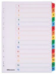 Office Depot Coloured Mylar Dividers White Coloured Tabs Board A4 15 Part 1 15 Numbered Set