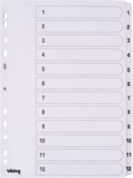Office Depot Mylar Dividers White Board A4 12 Part 1 12 Numbered Set