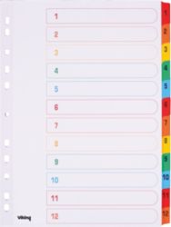 Office Depot Coloured Mylar Dividers White Coloured Tabs Board A4 12 Part 1 12 Numbered Set