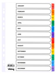 Office Depot Coloured Mylar Dividers White Coloured Tabs Board A4 12 Part Jan Dec Set