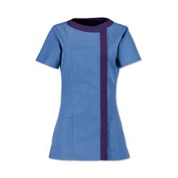 Womens Asymmetric tunic Size 92 Metro blue piped navy 