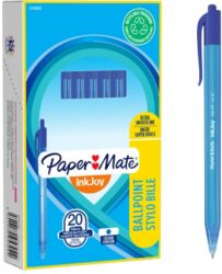 PaperMate Inkjoy 100 Retractable Ballpoint Pens Blue Pack of 20