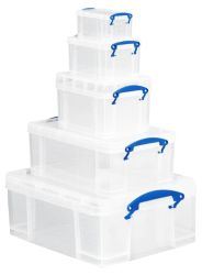 Really Useful Storage Box Plastic Clear Set Of 5 07 16 3 9 18 Litre