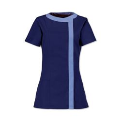 Womens Asymmetric tunic Size 80 Navy piped metro blue 
