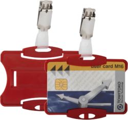 Pack 25 Red Security ID Holders with Clip