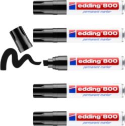 edding 800 Chisel Tip Permanent Markers Black Pack of 5