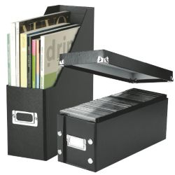 3x Leitz Snap n Store CD Boxes plus 3x Leitz Snap n Store Magazine Files Black