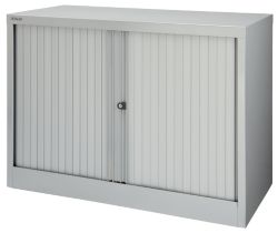 Bisley Side Tambour Cupboard Silver 1016H x 1000W x 470Dmm