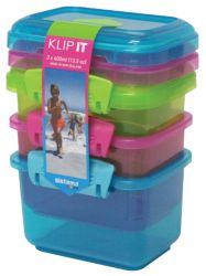 Sistema Pack of Three Food Containers Lime Pink Aqua 400ml