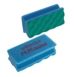 Pack of 10 Vileda PUR Active Foam Backed Scourer Blue