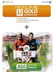 FIFA 12 - 12 Month Xbox Live Gold Membership and 800 Points (Xbox 3...