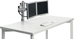 Double TSS Folding Monitor Arm Silver