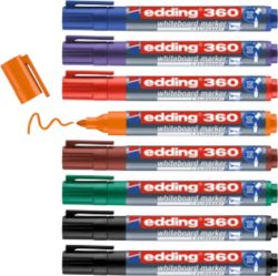 edding 360 Whiteboard Marker with Bullet Tip Assorted Pack of 8