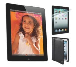 Apple iPad 3rd Gen Wi Fi 16GB Black Maroo Moko Leather iPad Folio and Screen Protector 