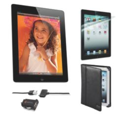 Apple iPad 3rd Gen 16GB Wi Fi Black Maroo Moko Leather iPad Folio Screen Protector and Griffin Car Charger 