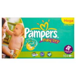 Pampers Unisex Maxi Plus Nappies Mega Pack of 104