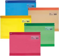 Snopake High Capacity Zippa Bags Assorted Colours 370 x 260mm Pack of 25