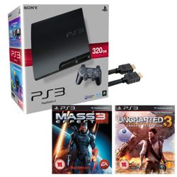 Sony Playstation 3 320GB with Uncharted 3 Mass Effect 3 HDMI Cable