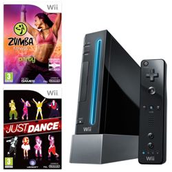 Nintendo Wii Black with Zumba Fitness Just Dance