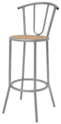 cafe Bar Stool With Back Rest Beech Effect