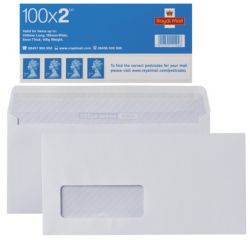 100 Royal Mail 2nd class stamps and 500 windowed DL envelopes