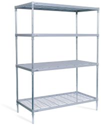 Craven 4 Tier Nylon Coated Wire Shelving Fixed Zinc Footings 875 x 490 x 1700mm