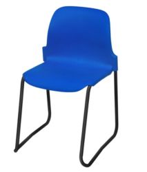 Skidbase Class Room Stacking Chair Blue Shell Black Frame 380mm Height