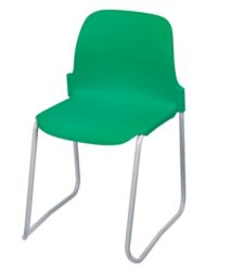 Skidbase Class Room Stacking Chair Green Shell Grey Frame 350mm Height