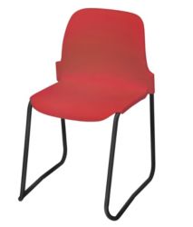 Skidbase Class Room Stacking Chair Red Shell Black Frame 430mm Height