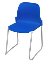 Skidbase Class Room Stacking Chair Blue Shell Grey Frame 430mm Height