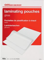 Office Depot Laminating Pouches 150 Micron A4 Clear Gloss Pack of 1000