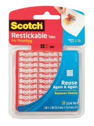 Scotch Clear Restickable Mounting Squares Pack of 18