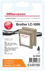 Office Depot Brother LC1000BKBP2 Black Inkjet Twin Pack