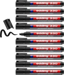 edding 330 Chisel Tip Permanent Markers Black Pack of 10