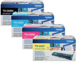 Brother TN230 Black Cyan Magenta Yellow Laser Toner Cartridge Pack