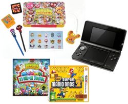 Nintendo 3DS Cosmos Black Console Moshi Monsters 2 Moshlings Theme Park New Super Mario Bros 2 Moshi Monsters Katsuma Accessory Pack 