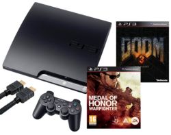 Sony PS3 160GB Console Medal Of Honor Warfighter Doom HD BFG Edition HDMI Cable 