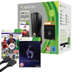 Xbox 360 250GB Console with Forza Essentials and Downloadable Skyrim Fifa 13 Resident Evil 6 HDMI Cable 