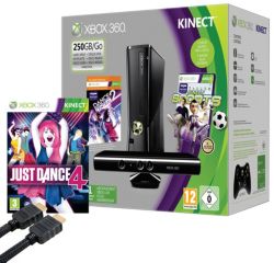 Xbox 360 250GB Console with Kinect Sensor Just Dance 4 HDMI Cable 