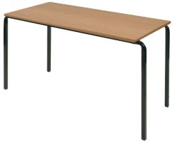 4 X Rectangular Stacking Crushbend Tables Beech Top Black Frame 1100 x 550 x 460mm