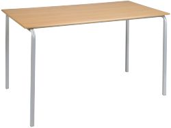 4 X Rectangular Stacking Crushbend Tables Beech Top Grey Frame 1100 x 550 x 760mm